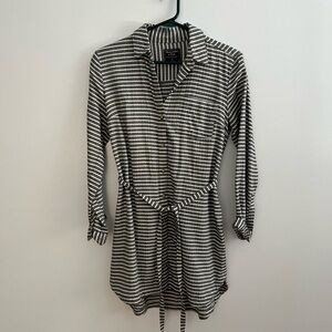 Striped Button-Up Shirt Dress
